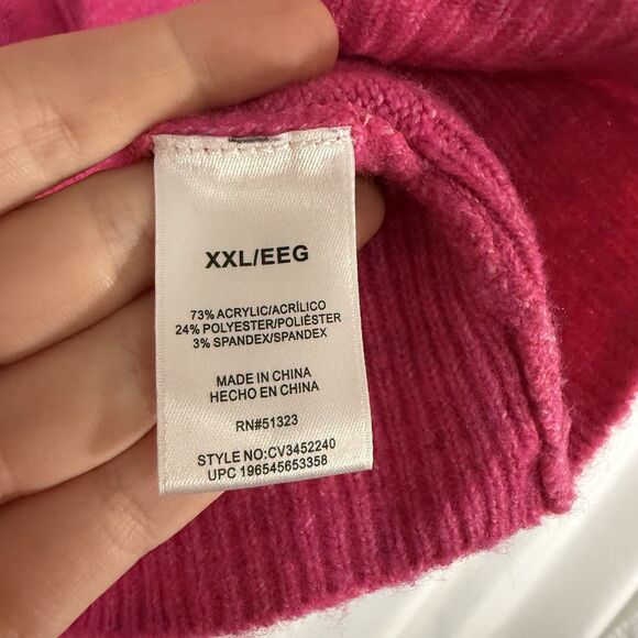Vince Camuto Sweater Women's XXL Hot Pink Knit Long Sleeve Pullover Soft - Picture 5 of 9
